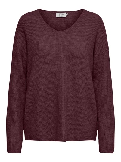 Only - ONLCamilla V-Neck Strik - Port Royale/Melange